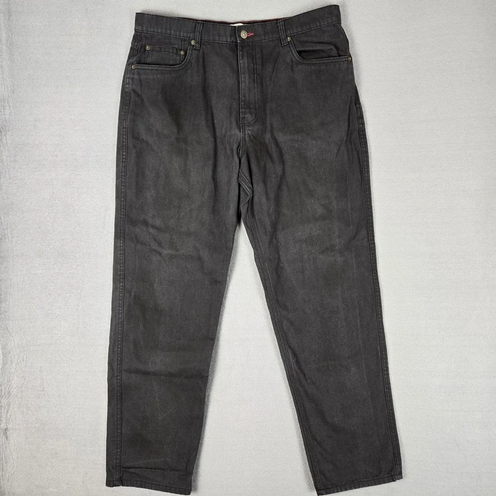 Eddie Bauer Jeans Mens 38x34 Black Canvas Stretch Classic Fit Straight‎ Workwear